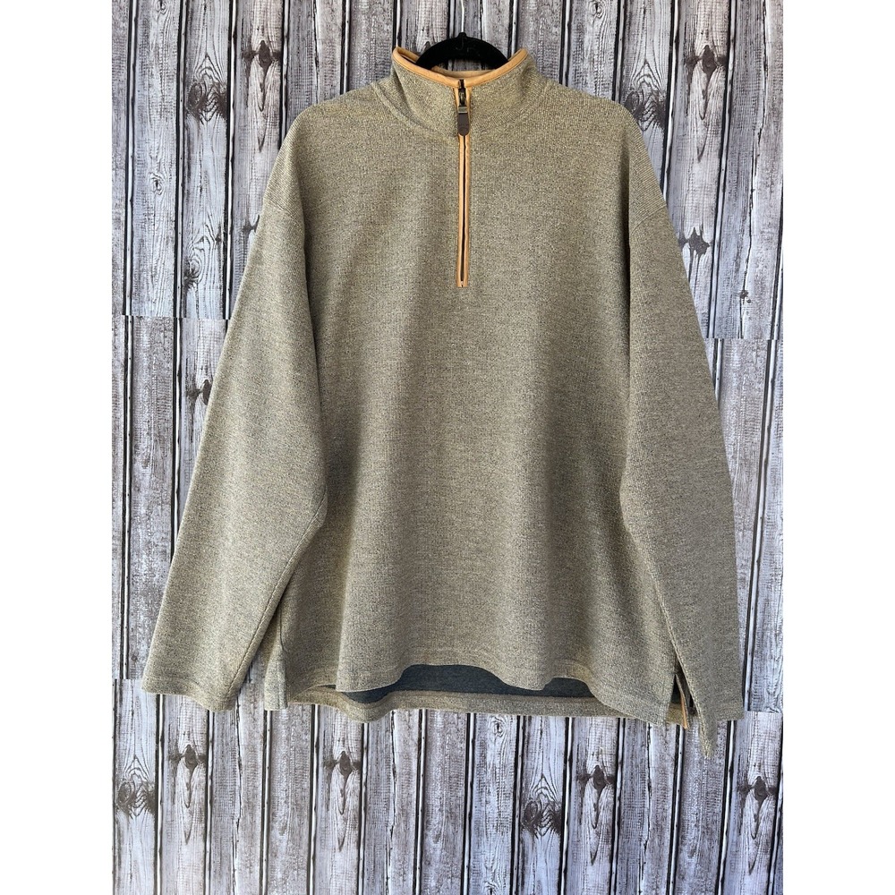 ORVIS SIMOON TWEED QUARTER ZIP SWEATSHIRT SWEATER LEATHER PATCH XXL MENS